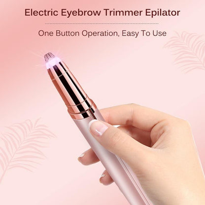 Mini Facial Hair Remover Pen for women, easy-to-use electric eyebrow trimmer with one-button operation held in hand