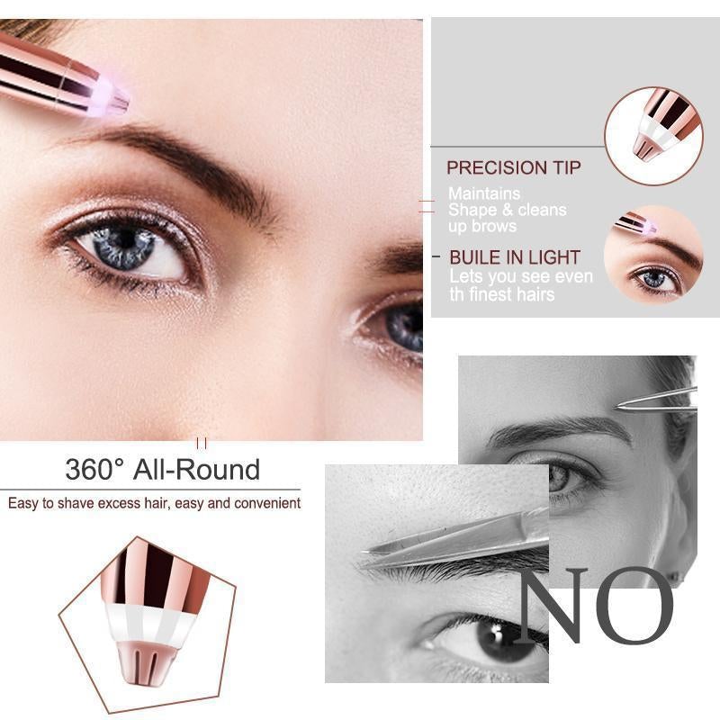 Mini Facial Hair Remover Pen for women with precision tip and built-in light, ideal for shaping and cleaning eyebrows effortlessly.