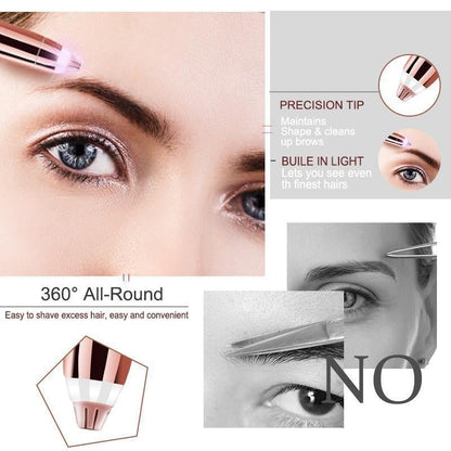 Mini Facial Hair Remover Pen for women with precision tip and built-in light, ideal for shaping and cleaning eyebrows effortlessly.