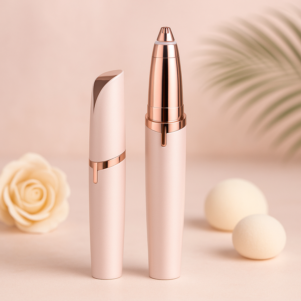 Mini Facial Hair Remover Pen for women, stylish design, ideal for quick and easy facial hair removal, beauty tool in elegant packaging.