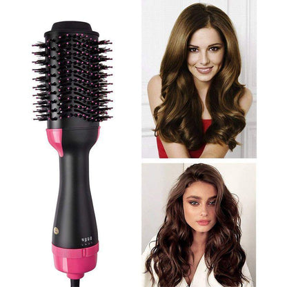 Hot Air Hair Dryer Brush Volumizer for styling and volume with two women showcasing smooth, voluminous hair results.