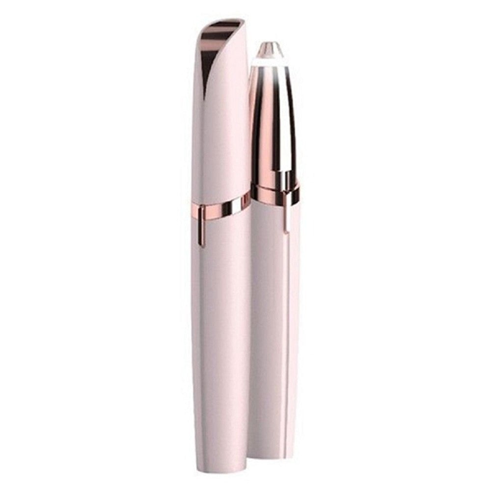 Mini Facial Hair Remover Pen for women, sleek design in light pink and rose gold finish, perfect for gentle facial hair removal on the go.