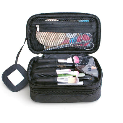 Korean Makeup Bag - small portable waterproof organizer with various beauty tools and brushes.